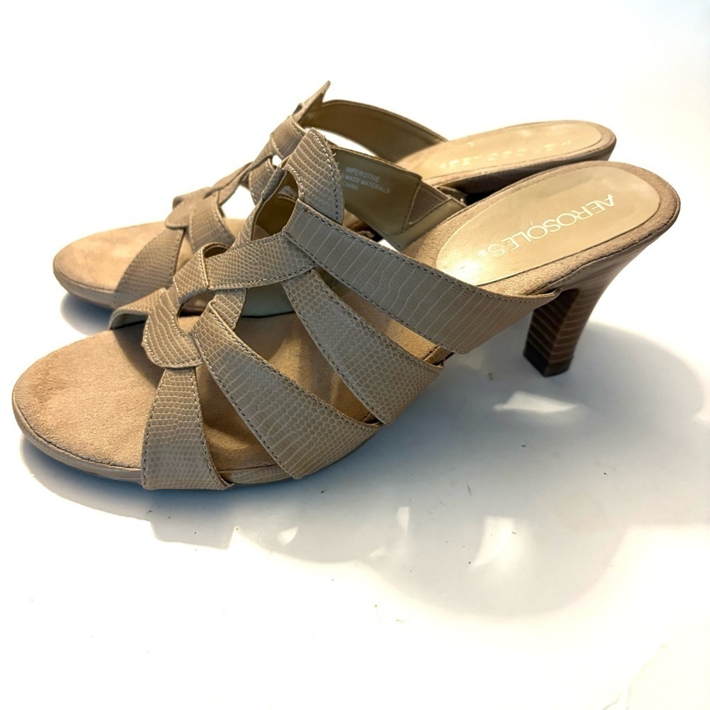 AEROSOLES Women's Tan Heeled Sandals